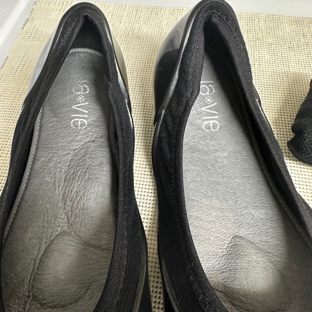 Ja-vie Black Shiny Jelly Comfort Shoes Leather Insole sz 41 New 9.5-10 - Picture 3 of 8